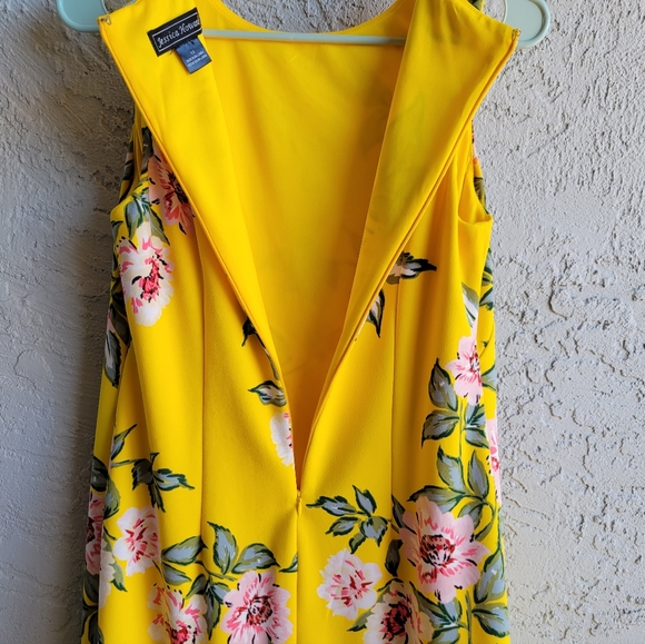🟣Jessica Howard Floral Yellow Bodycon Slim Fit Mini Dress Size 10 - Picture 12 of 16